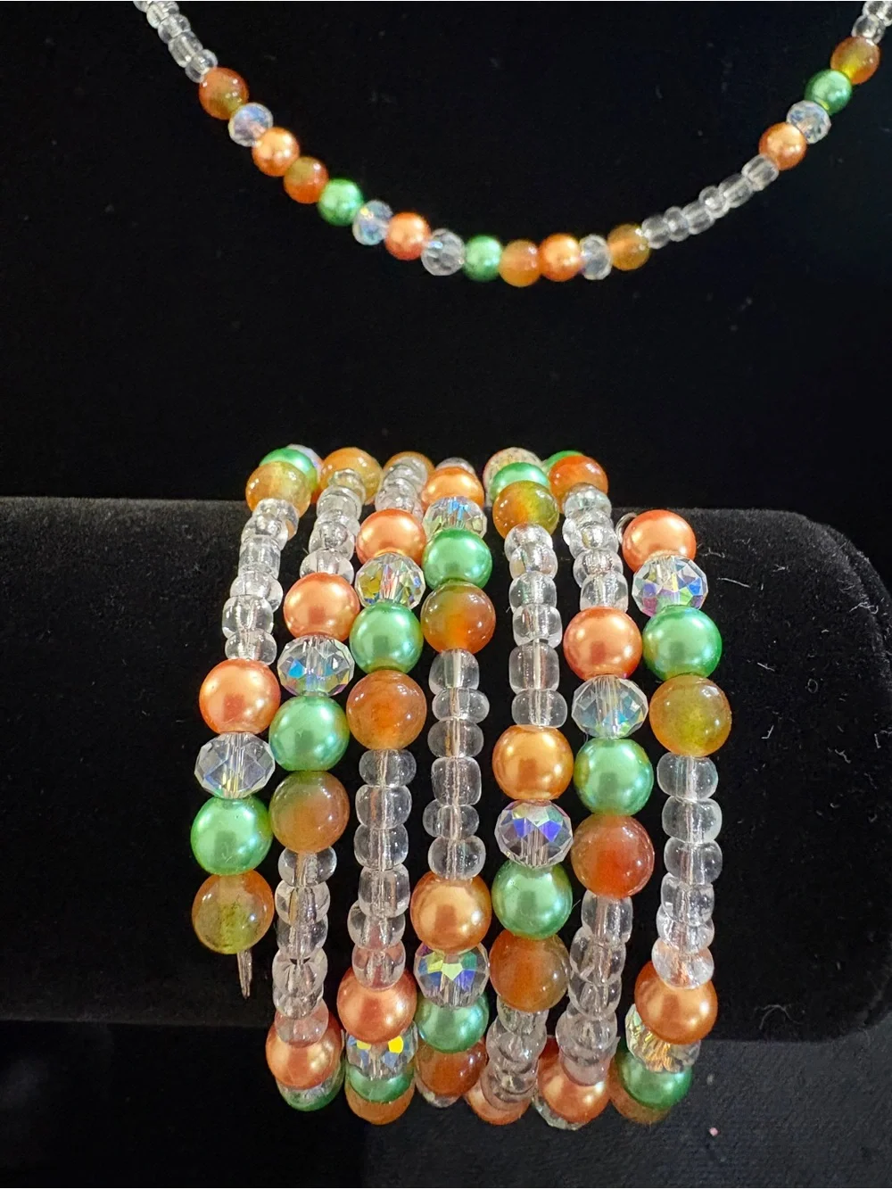 Multicolor Beaded Necklace and Bracelet Set